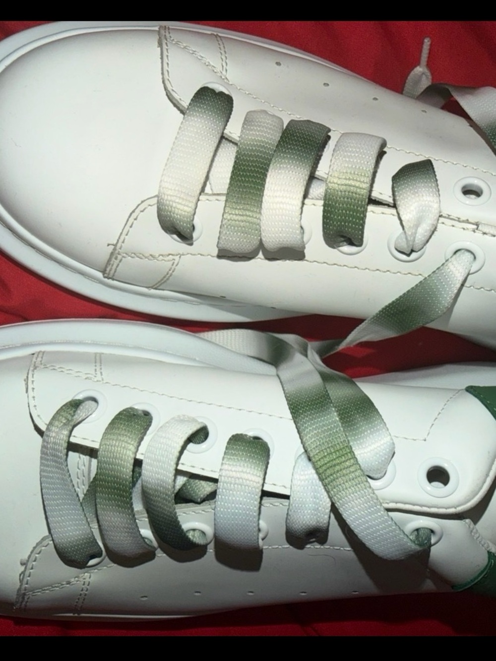 Men Alexander McQueens Sneakers with Green Ombre Laces